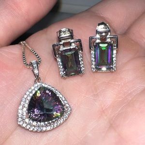 SALE • Sterling Silver Caribbean Topaz Necklace and Earrings Set